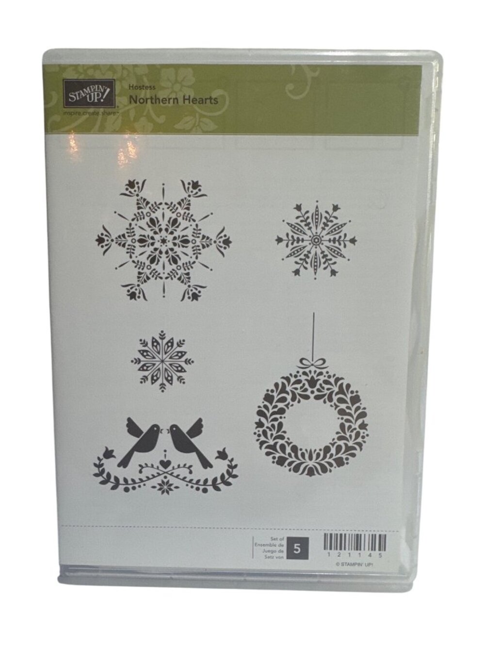 Stampin Up Northern Hearts Hostess Rubber Stamps Set Of 5 Holiday Snowflake Wrea